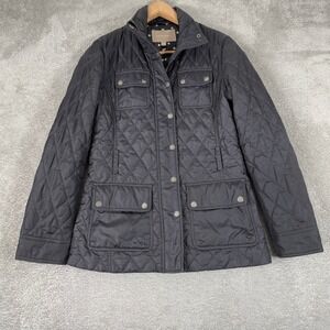 Banana Republic Jacket Womens XS Gray Quilted Utility Field Polka Dot Lined Coat